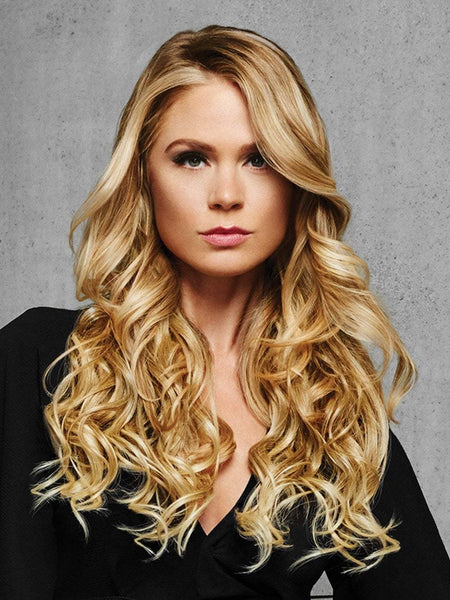 Pop Hairuwear Ten Piece Wavy Hair Extensions Blonde Golden Wheat Clip In Amazon.com : Hairdo Wavy Extension, R14 88h Golden Wheat  main image 4