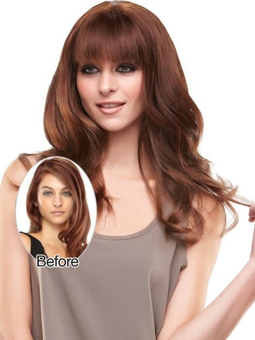 Color 8/30 = Cocoa Twist: Med Brown & Golden Red Blend | Before and After