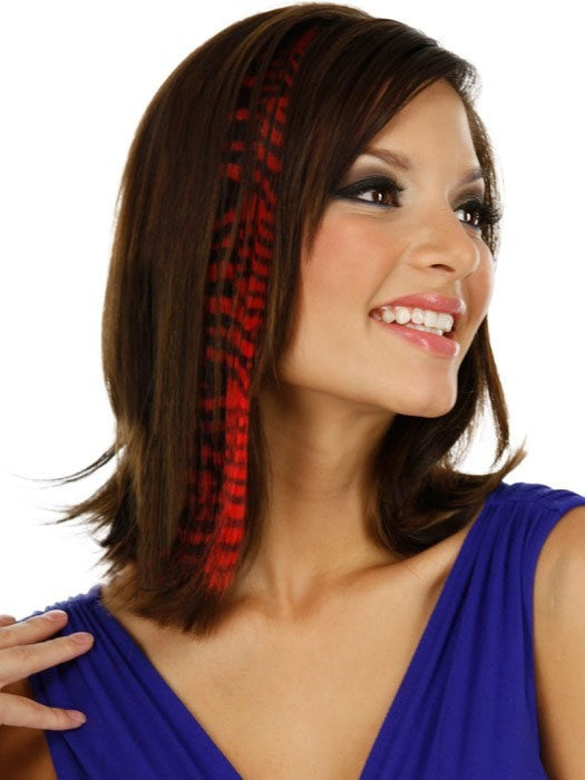Color Tiger-Red | 16" Tiger Print Hair Extension by PutOnPieces. Color received may vary. While Supplies Last.
