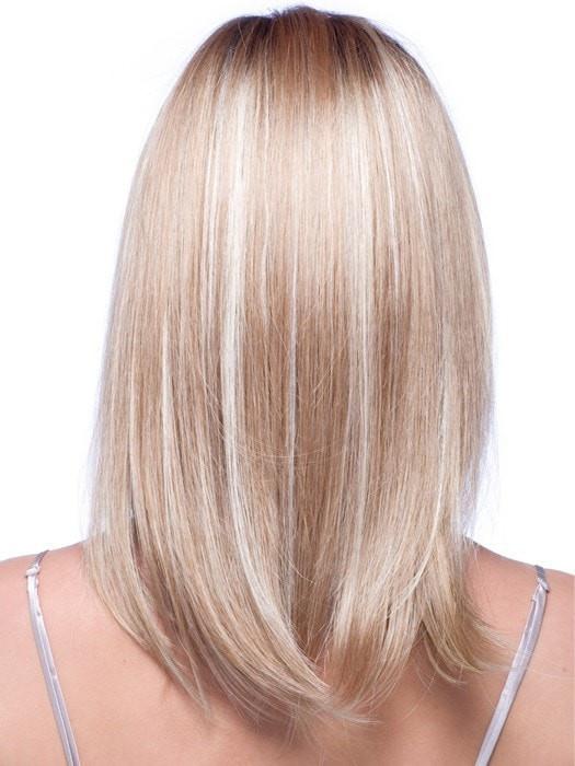 Color Nutmeg-F = Rooted Dark with Honey Brown base with Platinum Blonde highlight