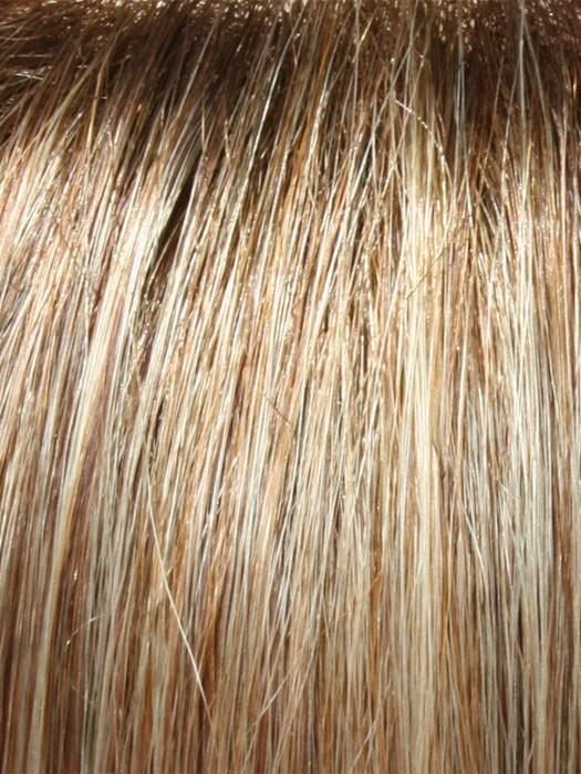 Color 14/26S10 = Light Gold Blonde & Medium Red Gold Blonde Blend, Shaded with a Light Brown Root