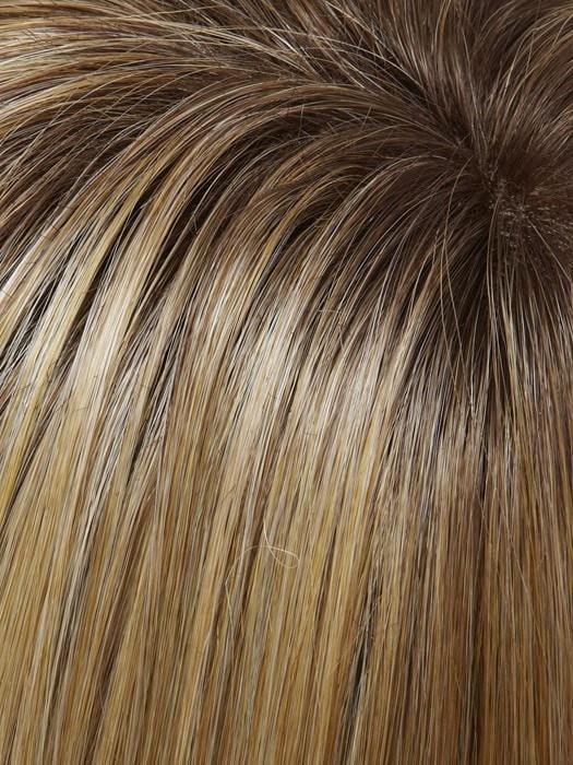 Color 24B/27CS10 = Light Golden Blonde & Medium Red Gold Blonde Blend, Shaded with a Light Brown Root