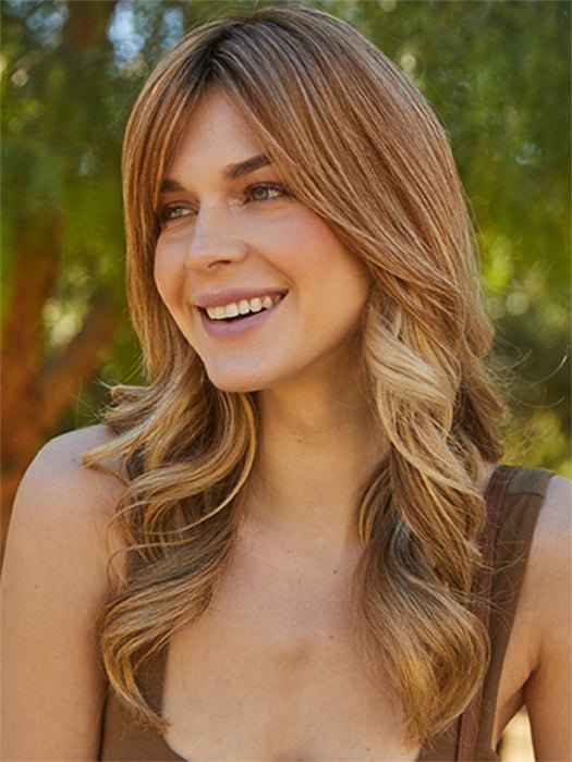 REMY HH TOPPER 10" by Amore in HAZELNUT-CREAM-ROOT | Warm Dark-Blonde Base with Natural Golden Highlights and Soft Brown Roots