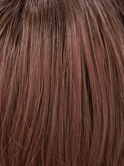 DUSTY-ROSE | Medium Coral Red Base with Dark Brown Roots