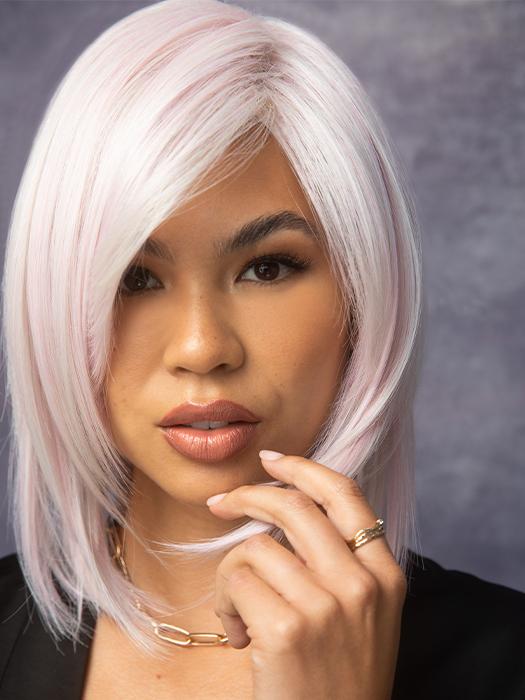 SILKY SLEEK by Rene of Paris in ICY-PETAL | 50/50 Blend of Muted Pastel Pink and Pure White