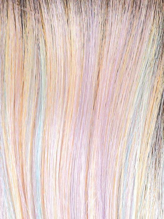PASTEL-RAINBOW-R | Pearl Base mixed with Lavender, Mint, and Sunny Yellow with Dark Roots