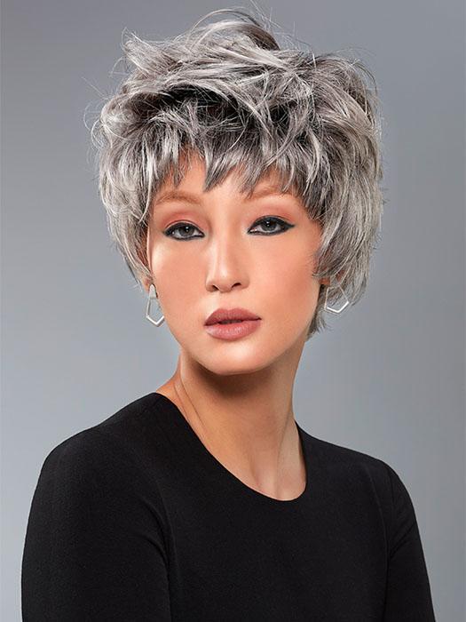 ANNETTE by Jon Renau in FS36/56/60S4 STORM | Brown with 5% Pure White with Light Grey with 20% Medium Brown with Pure White Bold Highlights, Shaded with Dark Brown