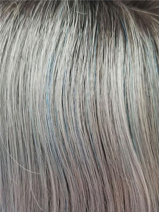 SNOWY-SAPPHIRE-R | Silver White Base with a hint of Soft Blue and Smoky Soft Black Roots
